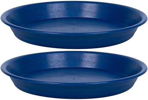 Plant Saucer Pot Tray 18 inch, 2 Packs Plastic Flower Planter Saucers and Drip Trays for Indoors Outdoors, Heavy Durable Plant Plate Water Catcher (Blue) by Unknown