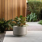 Kante Large Round Pedestal Weathered Concrete Planter 15.7" Dia, Outdoor - Image 5