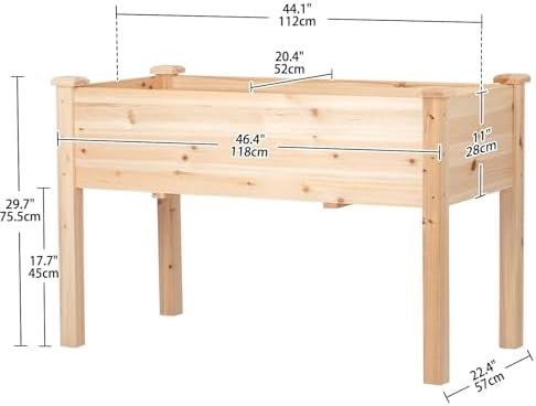 Raised Garden Bed with Legs, 48x24x30 inch Wood Elevated Planter with Protective Liner for Vegetable Flower Herb, Outdoor Planter Box Kit for Balcony Patio Backyard, Natural - Image 2