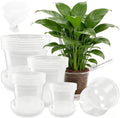 24 Pcs 7/6/5/4 In Clear Nursery Pots for Plants with Saucers, 24 Labels by WandaQueen