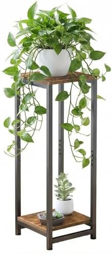 2-Tier Tall Plant Stand Indoor, Small Square Side Table for Home by VonDream
