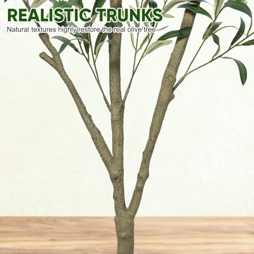 Timoo Faux Olive Tree Olive Trees Artificial Indoor with White Planter (5 FT) - Image 4