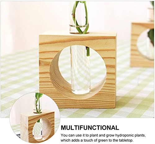 Generic Test Tube Planter Glass Tube Vase Test Tube Bud Vase Desktop Glass Planter Terrarium Propagation Station Plant Terrarium Test Tube with Wood Stand for Hydroponics Plants 2 Sets - Image 2