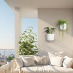 2 Pcs Wall Mounted Hanging Planter Vase for Indoor and Outdoor Plants Modern Metal Wall and Ceiling Planter Minimalist Flower Pot (White, 5.91 inch) - Image 5