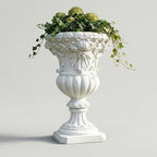 22" Planters for Outdoor Plants- Vintage Roman Relief Magnesium Oxide Outdoor Flower Pots, Decorative Large Urn Planter, Lightweight Garden Vase for Patio, Yard, Porch, Home Decor by Shlinnuo
