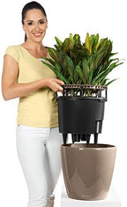 Lechuza Classico 35 LS Self Watering Planter Garden Flower Plant Pot Indoor/Outdoor Floor Planter with Drainage Hole and Plant Substrate Poly Resin D35 H33 cm Espresso Metallic - Image 6