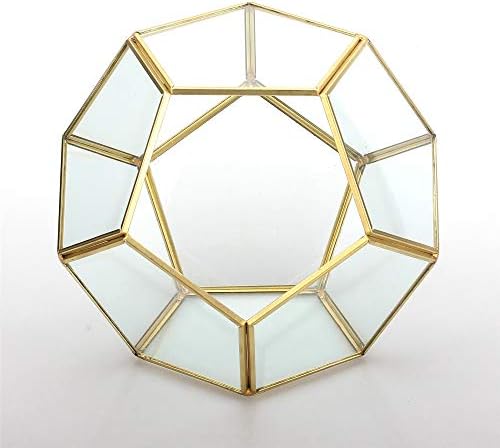 NCYP No Door Glass Terrarium for Small Cactus, Succulents - Gold Geometric Terrarium Pot, Home Office Tabletop Miniature Garden Decor, 6.8 x 6.8 x 5.9 Inches, Handmade (No Plants) - Image 6