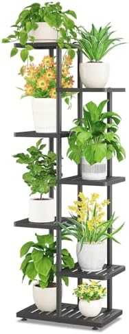 iDavosic.ly Plant Stand Indoor Outdoor, 6-Tier Tall Metal Shelf, Black by iDavosicly