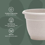 Bloem Ariana 20" Plastic Self-Watering Planter, Vanilla Bean, 2-Pack - Image 3