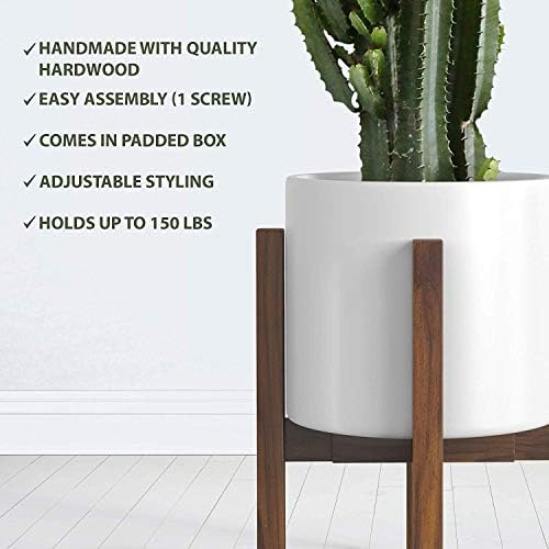 Sophia Mills Mid Century Plant Stand - Solid Wood Item Stand Handmade with Acacia - Fits Medium & Large Pots Sizes 8 to 12 inches (Not Included) (Adjustable Width: 8-12 inches, Dark Brown) - Image 5