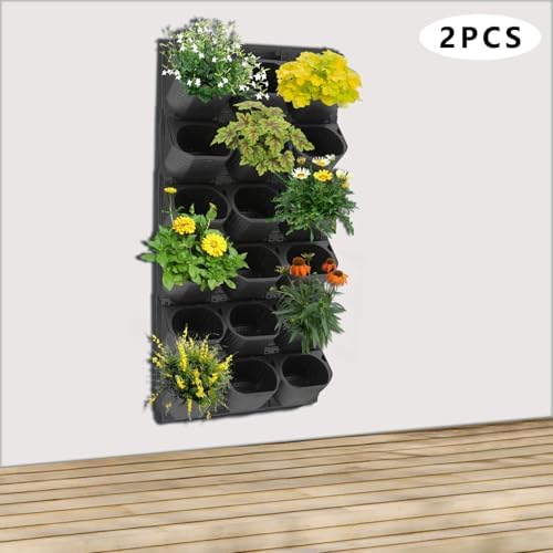 36 Pockets Vertical Wall Planter, Wall Mounted Flower Pot Holder with 180LB Capacity,10.56 oz Self Watering Pots & 36 Non-Woven Bags for Indoor Outdoor Herbs,Flowers,Strawberries (Black) - Image 7