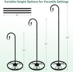 63" Adjustable Shepherds Hooks Stand for Wind Chimes, Hummingbird Feeders, Lanterns, Hanging Plant Stand Indoor Outdoor Patio Garden - Image 3