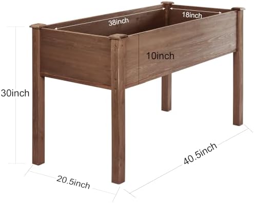 LZRS Wooden Raised Garden Beds, Raised Garden Bed Outdoor Planter Box with Legs for Herbs, Vegetables, Flowers, Great for Outdoor Patio, Yard and Deck, 220lb Capacity, Brown - Image 2