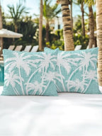 Throw Pillows 18x18 Set of 2, Tropical Palm Tree Waterproof Outdoor Pillow Covers with Insert, Vintage Mint Green Exotic Botanical Plants Decorative Pillowcase Cushion for Patio, Garden, Couch - Image 7