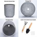 Round Concrete Planter Pot, Large Cement Planter Containers with Drainage Hole for Indoor Plants & Outdoor,12.3" H, Slate Gray - Image 5