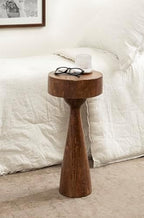 Kate and Laurel Solbrett Transitional Sophisticated Drink Table; 10 x 10 x 22; Walnut Brown; Mid-Century Sculptural Bedroom Nightstand with Unique Pedestal Table Design for Use as Indoor Plant Stand - Image 4