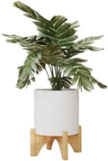 EverNest Claire Boho Modern White Planter with Arch Wood Stand, Indoor Mid-Century Plant Pot, SelectBase, Minimalist Planter Stand Home Décor (Large, 3 Gallon) by EverNest