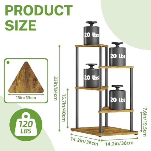 iDavosic.ly 4 Tier Wooden Plant Stand Indoor, 33 Inch Tall, Black & Brown - Image 3