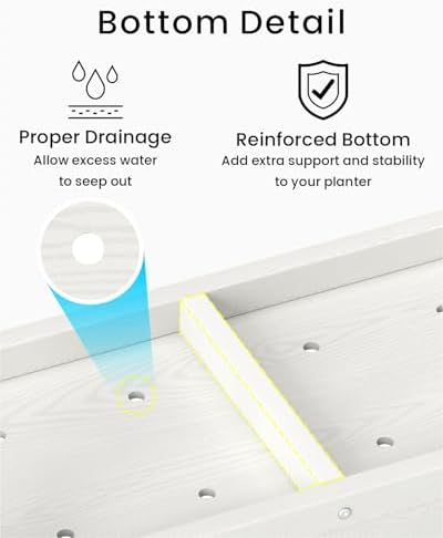 Small HDPE Raised Garden Bed, Elevated Planter Box with Legs, Outdoor All-Weather Planter Raised Beds for Seeds, Herbs, Flowers, Vegetables (White) - Image 5