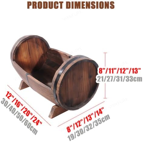 Wooden Whiskey Barrel Planters Outdoor Large 12-24 In (12"L x 8"W x 8"H) - Image 2