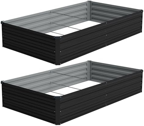 Vengarus 2PCS 8x4x1ft Galvanized Raised Garden Beds Kit,Planter Box Black by Vengarus