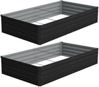 Vengarus 2PCS 8x4x1ft Galvanized Raised Garden Beds Kit,Planter Box Black by Vengarus