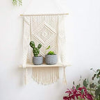 Hanging Macrame Shelf Boho Wall Hangings Floating Shelf Organizer Hanger for Home Decor (29.53" L x 19.68" W) by BLUETTEK