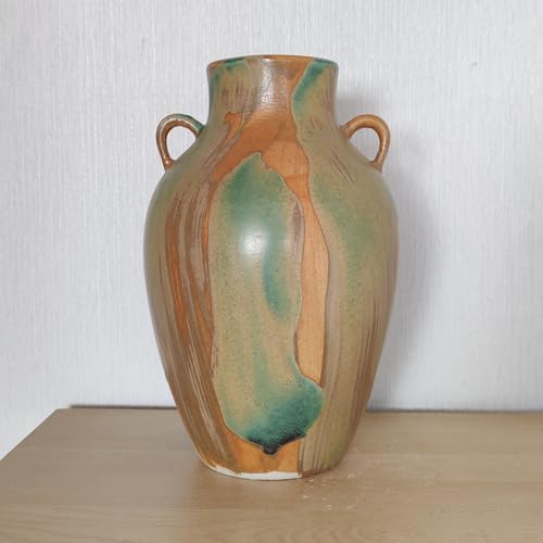Unique Terracotta Pottery, 10" Decorative Farmhouse Vase with Handle by RusticFarmhouseVaseforHome