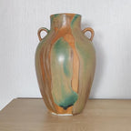 Unique Terracotta Pottery, 10" Decorative Farmhouse Vase with Handle by RusticFarmhouseVaseforHome