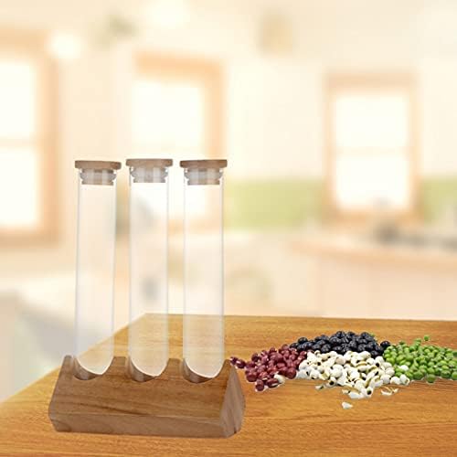 Cereals Canister Test Tubes with Sealed Wooden Caps Plant Propagation Glass Containers for Coffee and Tea Display and Scientific Experiments (3 Tubes) - Image 6