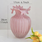 Large Size Wave Mouth Vases Luminous Handmade Glass Flower Vase - Image 2