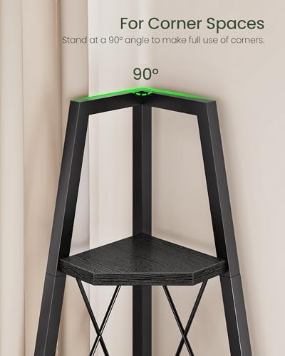 CHOEZON 5-Tier Corner Shelf, Corner Bookshelf, Ladder Shelf, Floor Standing Storage Rack, Open Display Stand, Plant Stand, for Living Room, Bedroom, Study, Bathroom, Black TCJ22BB - Image 5