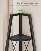 CHOEZON 5-Tier Corner Shelf, Corner Bookshelf, Ladder Shelf, Floor Standing Storage Rack, Open Display Stand, Plant Stand, for Living Room, Bedroom, Study, Bathroom, Black TCJ22BB - Image 5