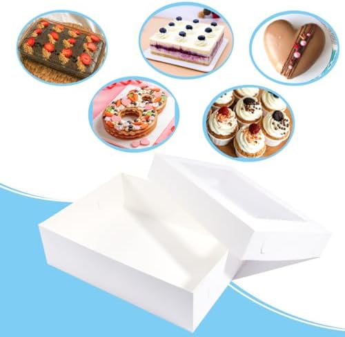 JJO 14x10x4 Inches 15 Pack Cake Boxes with Cake Board,White Bakery Boxes - Image 3