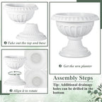 Zhehao 1 Pcs Plastic Urn Planters 12 x 10 Inch Urn Planters for Outdoor - Image 5