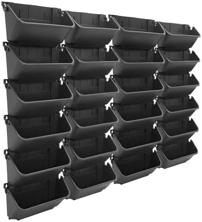 24 Pack Hanging Vertical Wall Planter, Garden Self Watering Wall-Mounted Plastic Planter Plant Flower Pot Holder for Gardens, Terraces, Balconies, Patios (Black) - Image 6