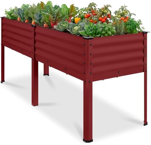 Best Choice Products 72x24x30in Non Toxic Galvanized Raised Garden Bed, Metal Elevated Planter Box, Vegetable Garden, 100% Non Toxic Materials - Royal Red by BestChoiceProducts