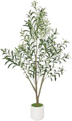 Timoo Faux Olive Tree Olive Trees Artificial Indoor with White Planter (5 FT) by Timoo