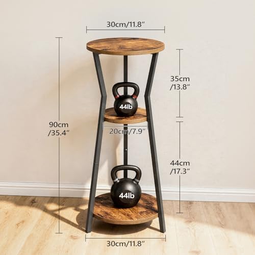 MAHANCRIS Plant Stand Indoor, 3 Tier Round Corner Plant Stand Indoor, Round Plant Holder Rack, 35" Tall Plant Shelf for Living Room, Balcony, Patio, Rustic Brown and Black PSHR0401 - Image 3