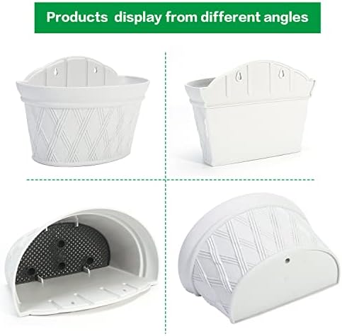 Sungmor Wall Hanging Planters,11.5 Inch Hanging Flower Pots for Railing Fence - Indoor Outdoor Balcony Wall Hanging Basket, Plastic Plant Pot Container - Half Round & 3PC Pack & Grey White - Image 4
