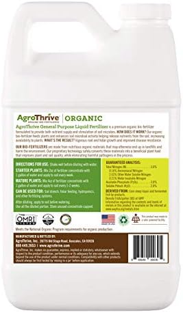 AgroThrive All Purpose Organic Liquid Fertilizer - 3-3-2 NPK (ATGP1064) (64 oz) for Lawns, Vegetables, Greenhouses, Herbs and Everything Else that Grows - Image 2