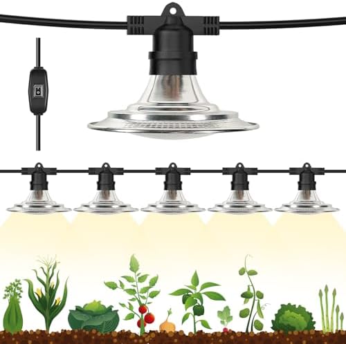 Outdoor LED Grow Lights for Greenhouse 6-Light Waterproof String Grow Light, Full Spectrum LED Plant Grow Light Lamp, Waterproof Greenhouse Grow Lights for Seedling, Veg, Flower by Espird
