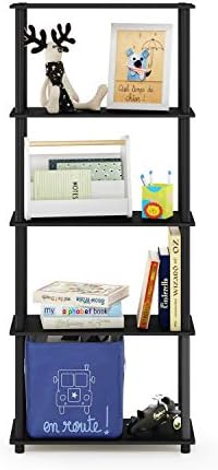 Furinno TURN-N-TUBE Storage Shelves, 5-Tier Book Shelf, Corner Shelf, Toolless Open Shelves, for Organization and Storage, Living Room, Garage, Home Office, Americano - Image 4