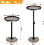 Small Side Table, Drink Table, Height Adjustable Round End Table, Pedestal Side Table for Small Spaces in Living Room, Bedroom, Grey - Image 2