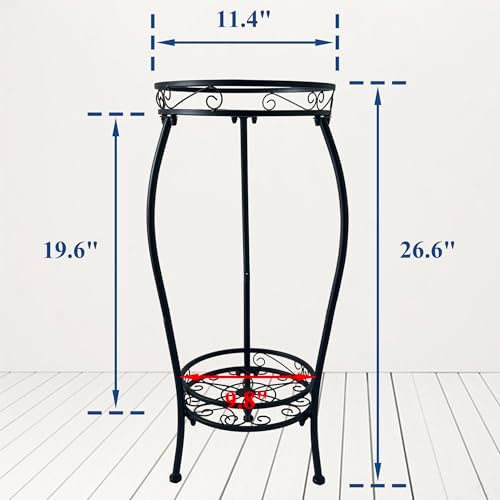 CASIMR 2Pack Plant Stand Indoor Outdoor, 2 Tier 26.6" Tall Metal Potted Holder Rack Multiple Flower Pot Stand Heavy Duty Plant Shelf Rustproof Iron Plant Round Supports Rack - Image 3