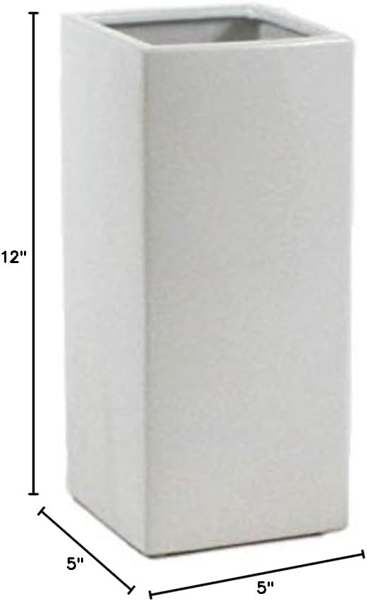 WGV Ceramic Block Vase 5" W x 12" H, (Multiple Size/Color Choices) Matte Tall Square Flower Planter Pot, Accents Home Office Tabletop Decor, Ideal Gifts White 1 Piece (CSB0512WT) - Image 5