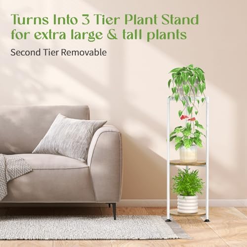 iDavosic.ly 3 Tier Corner Metal Plant Stand Indoor, 34 In Tall, White Brown - Image 6
