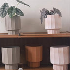 Planter High Foot Terra Cotta Flower Pot, with Striped Textured Desktop Plant, for Windowsill Living Room Kitchen Container Garden(Small) - Image 5