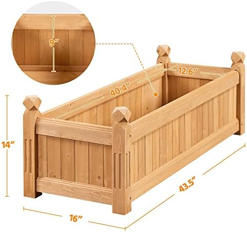 Yaheetech 43.5" Wooden Raised Garden Bed Rectangular Planter Box, 1pcs - Image 3