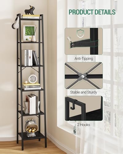 Hzuaneri Ladder Shelf, Bookshelf, Freestanding Corner Storage Shelf - Image 5